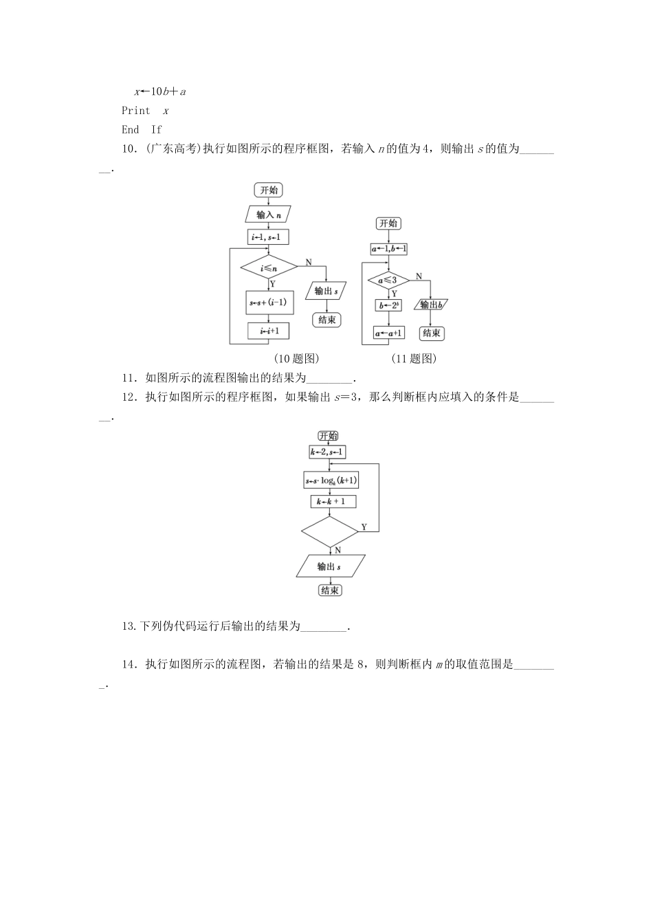 高中数学 阶段质量测试（一）算法初步 苏教版必修3-苏教版高一必修3数学试题_第2页