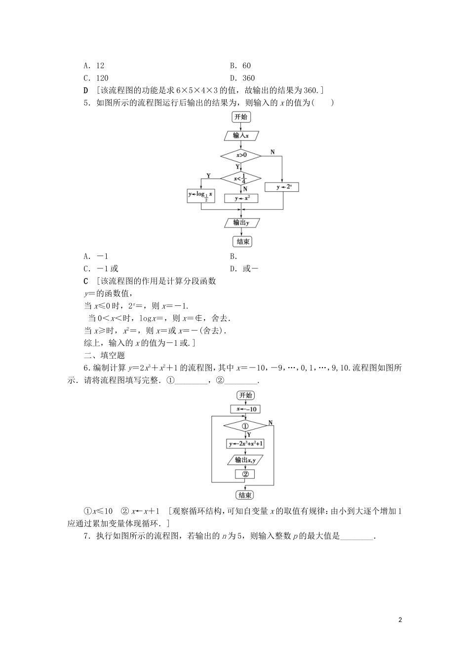 高中数学 课时分层作业2 流程图（含解析）苏教版必修3-苏教版高一必修3数学试题_第2页