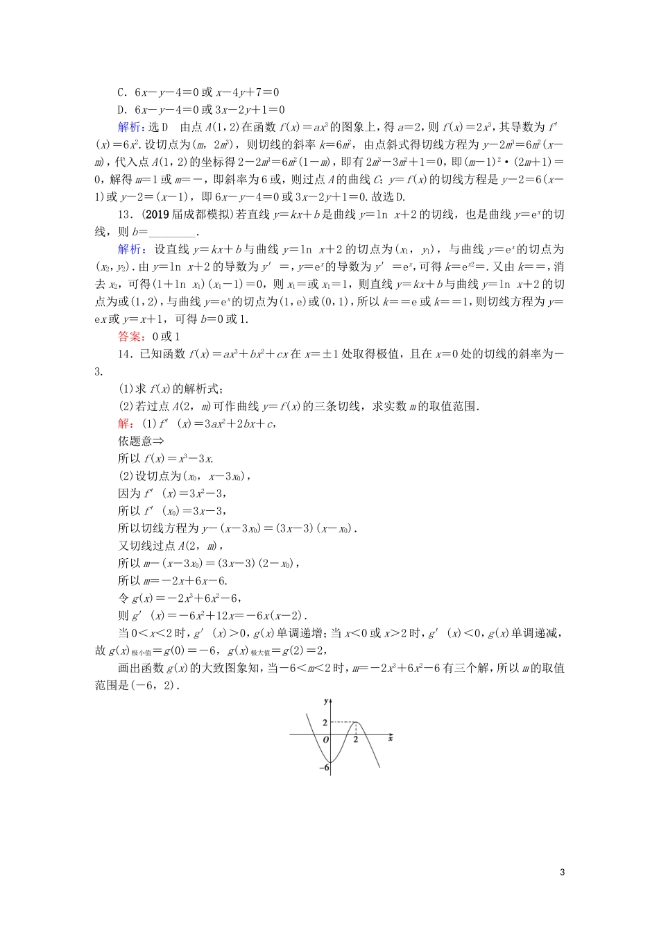 高考数学一轮复习 第3章 导数及其应用 第1节 变化率与导数、导数的计算课时跟踪检测 文 新人教A版-新人教A版高三全册数学试题_第3页