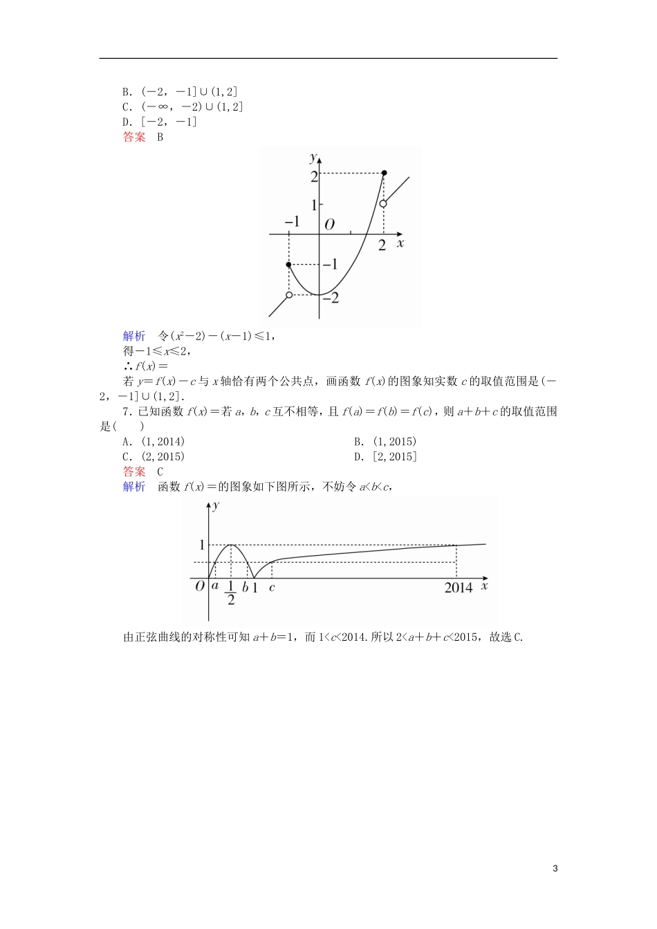 高考数学一轮复习 第二章 函数的概念及其基本性质 2.7.2 函数图象的应用对点训练 理-人教版高三全册数学试题_第3页
