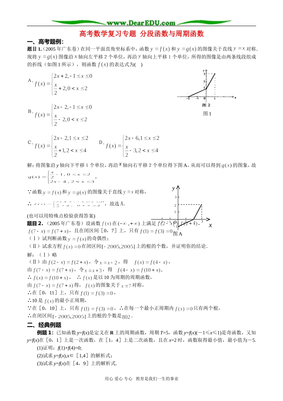 高考数学复习专题 分段函数与周期函数_第1页
