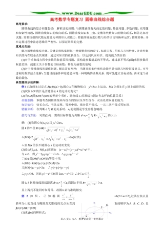 高考数学专题复习 圆锥曲线综合题