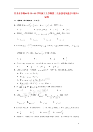 河北省辛集中学08-09学年高三数学上学期第二次阶段考试 理
