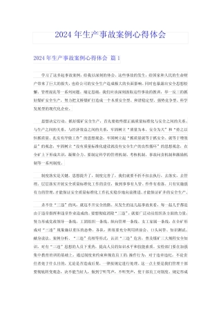 2024年生产事故案例心得体会 