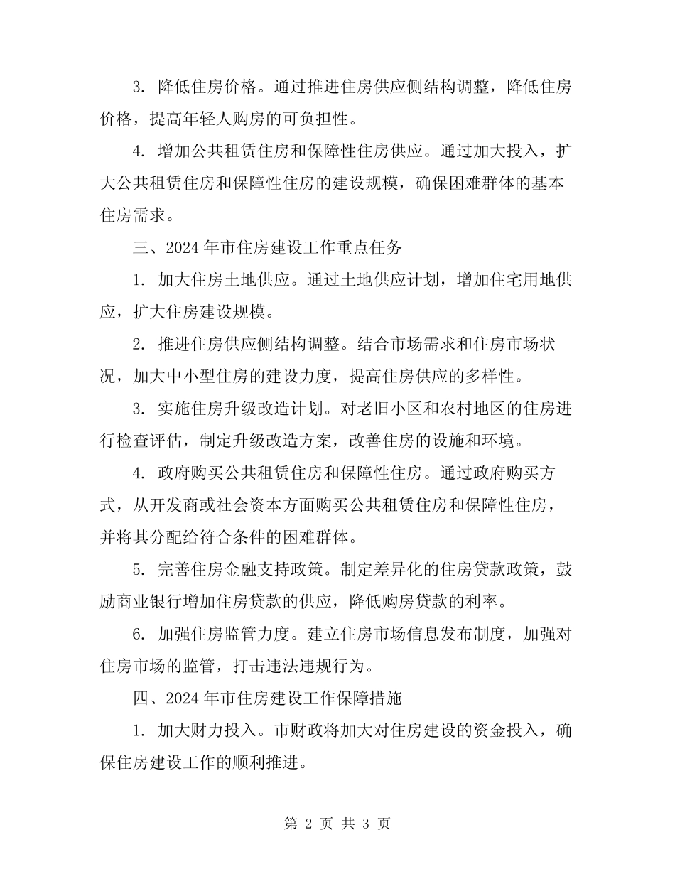 2024年市住房建设工作计划 _第2页