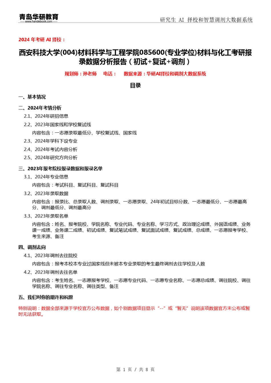 2024年西安科技大学004材料科学与工程学院085600材料与化工考研报录数据_第1页