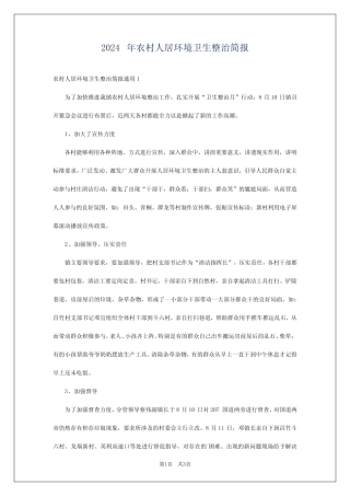 2024年农村人居环境卫生整治简报 