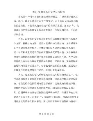 2024年起重机的安全技术检查 