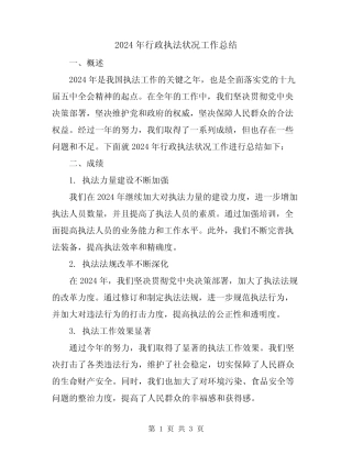 2024年行政执法状况工作总结