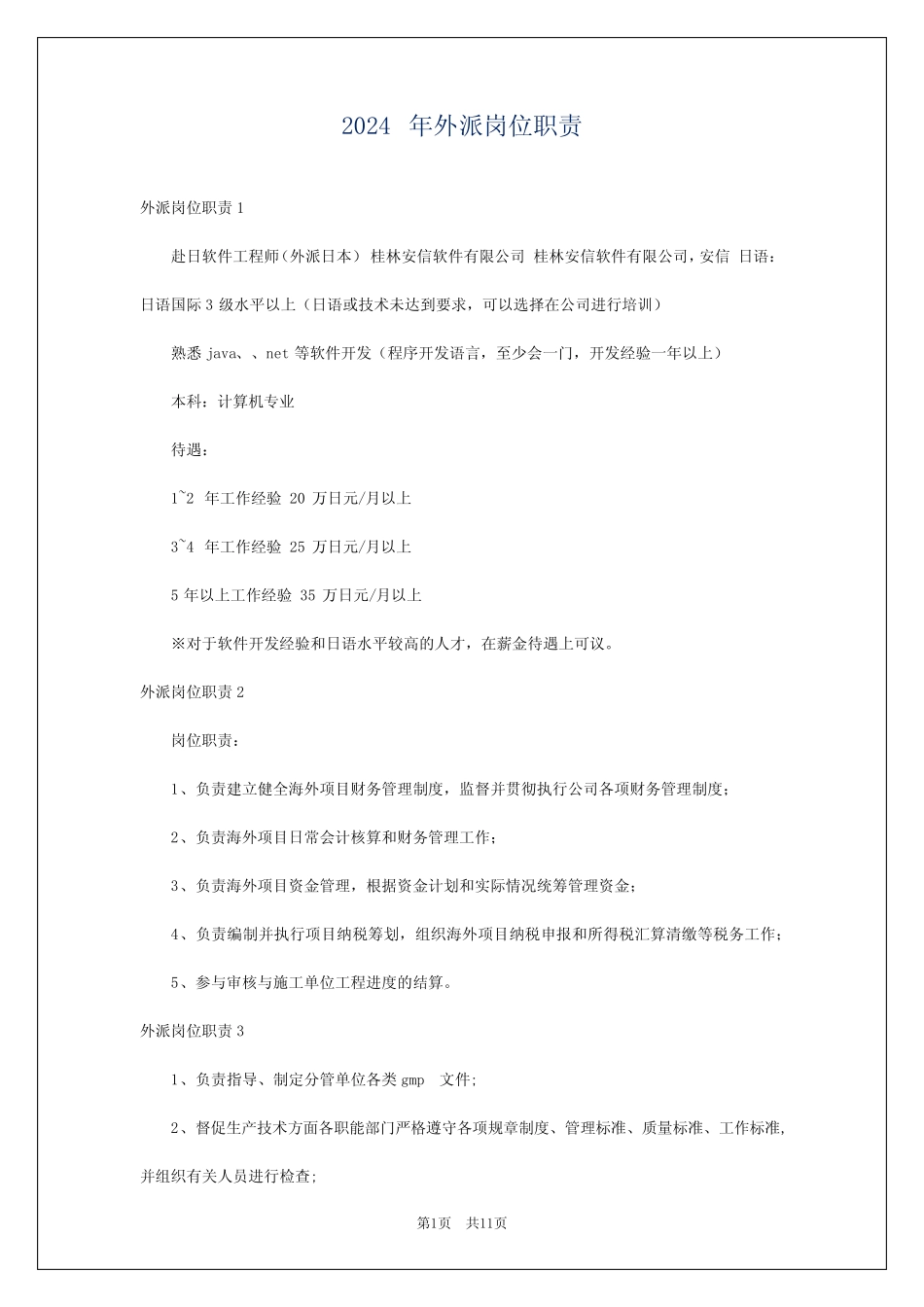 2024年外派岗位职责 _第1页