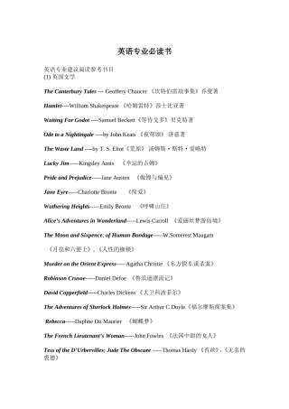 英语专业必读书