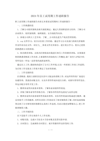 2024年员工试用期工作述职报告
