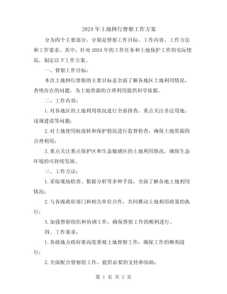 2024年土地例行督察工作方案 