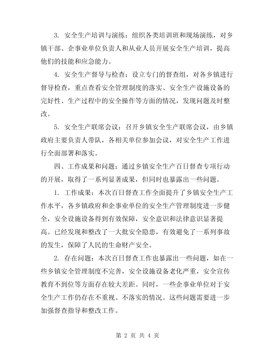 2024年乡镇安全生产百日督查专项行动工作总结_第2页