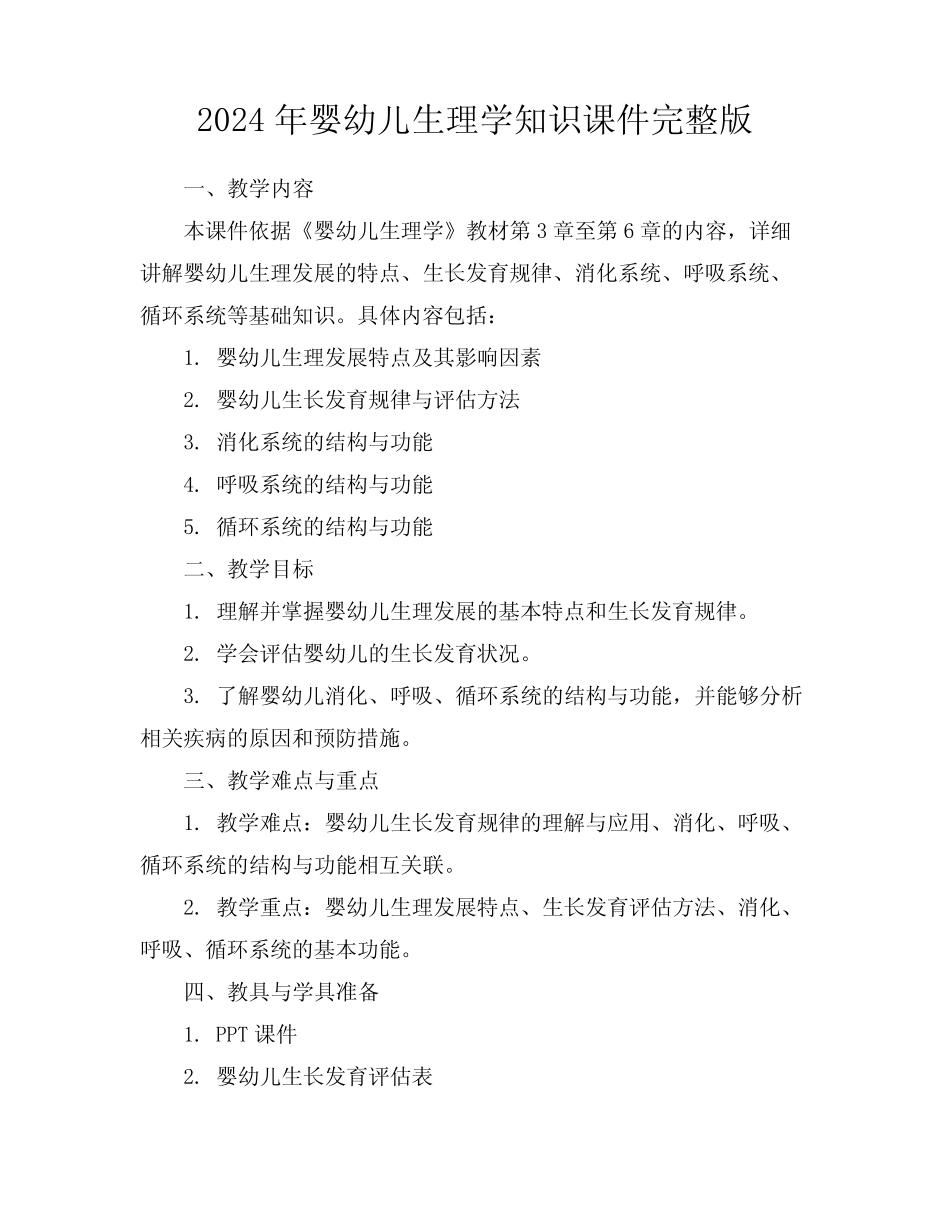 2024年婴幼儿生理学知识课件完整版 _第1页