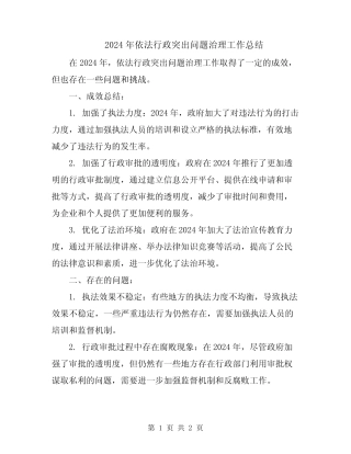 2024年依法行政突出问题治理工作总结