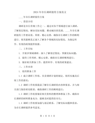 2024年市长调研接待方案范文 