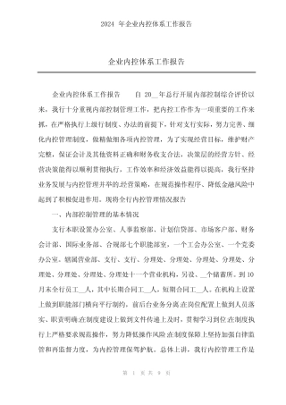 2024年企业内控体系工作报告 
