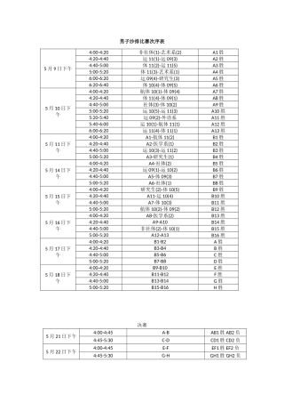 沙排比赛次序表