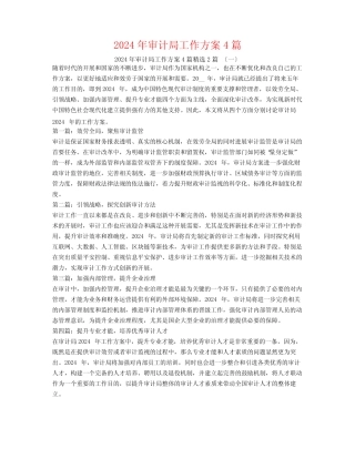 2024年审计局工作计划4篇2篇