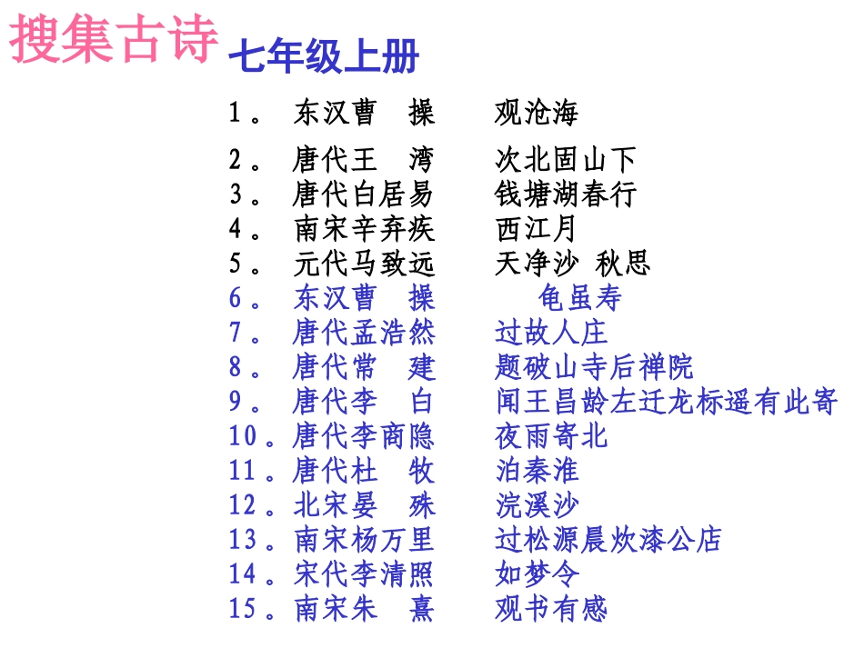 第五单元：古诗苑漫步知识竞赛_第3页