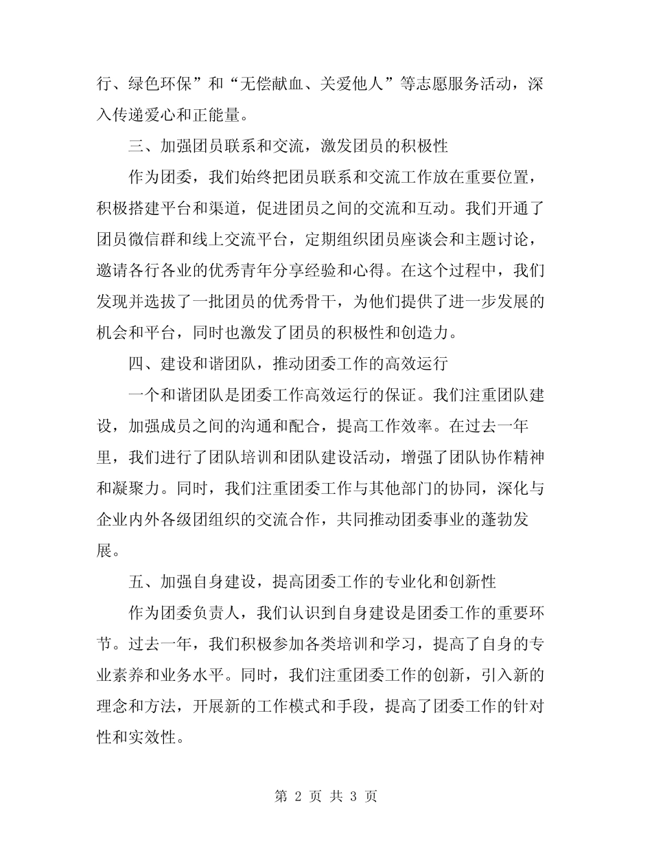 2024年企业的团委述职报告_第2页