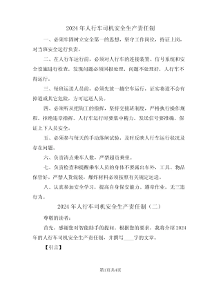2024年人行车司机安全生产责任制(二篇) 