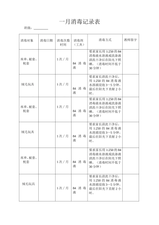 月消毒记录表