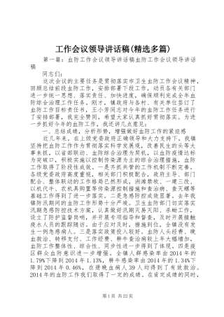 工作会议领导讲话发言稿(精选多篇)