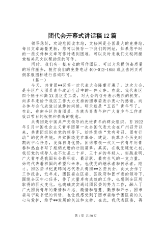 团代会开幕式讲话发言稿篇