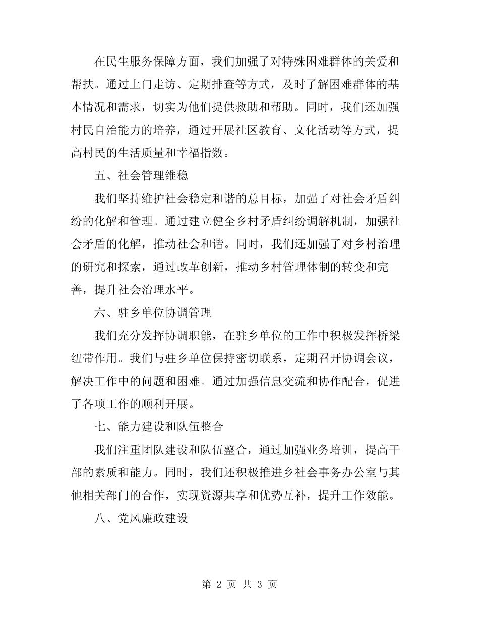 2024年乡社会事务办工作总结_第2页