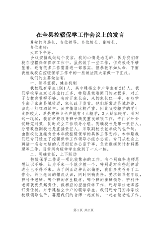 在全县控辍保学工作会议上的发言稿