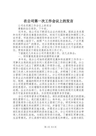 在公司第一次工作会议上的发言稿