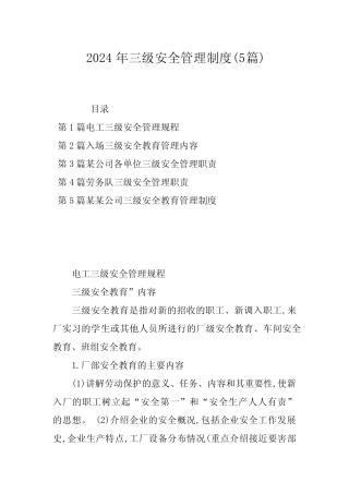 2024年三级安全管理制度(5篇) 
