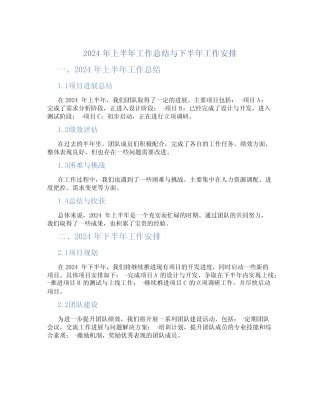 2024年上半年工作总结与下半年工作安排
