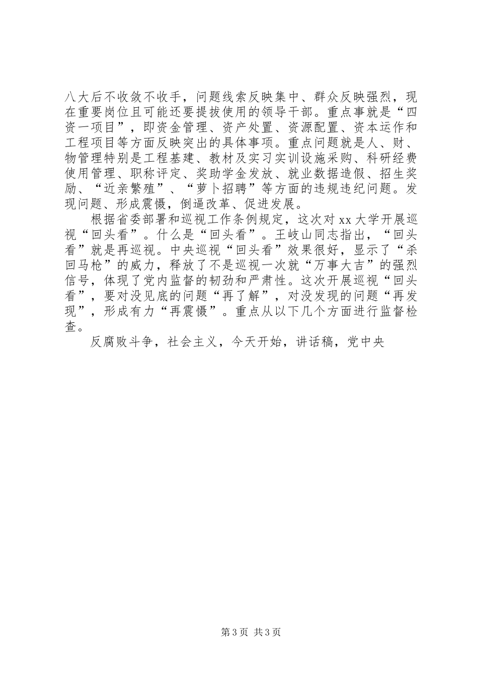 大学回头看工作动员会讲话发言稿_第3页