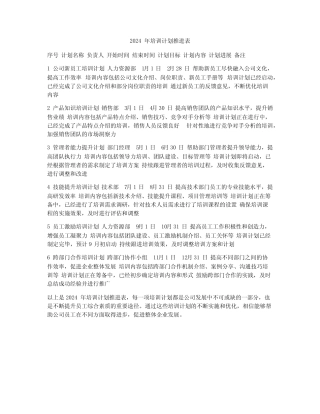 2024年培训计划推进表