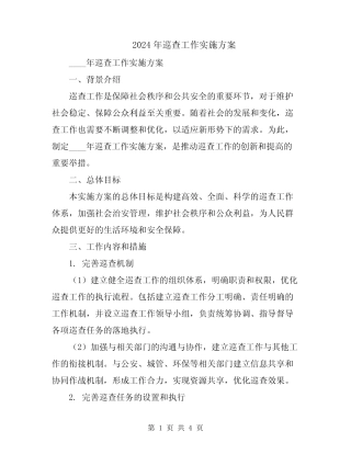 2024年巡查工作实施方案 