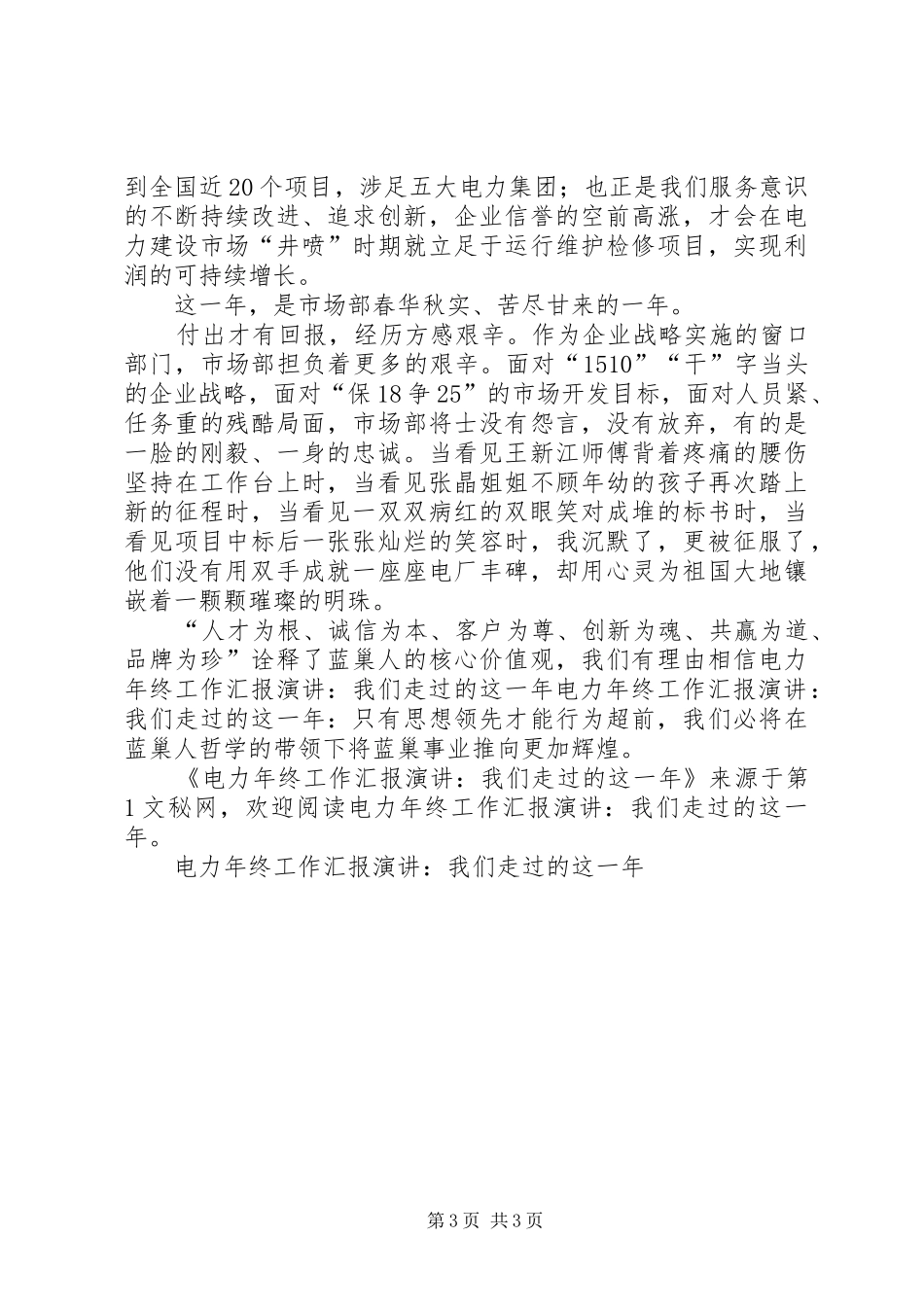 电力年终工作汇报演讲稿-我们走过的这一年_第3页