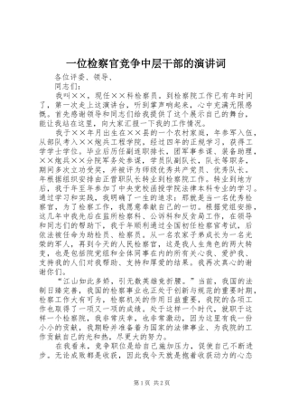 一位检察官竞争中层干部的演讲稿词 (3)