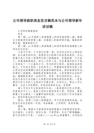 公司领导就职表态发言稿范本与公司领导新年讲话发言稿
