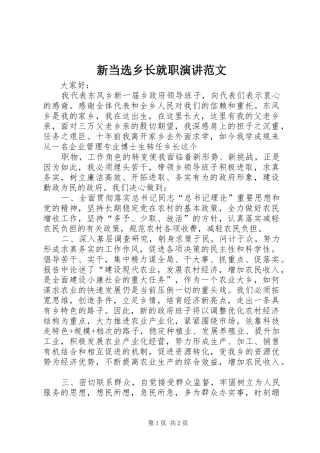 新当选乡长就职演讲稿范文 (2)