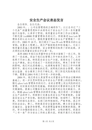安全生产会议表态发言稿
