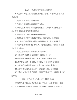 2024年色谱分析岗位安全职责(三篇) 