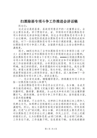 扫黑除恶专项斗争工作推进会讲话发言稿 (2)