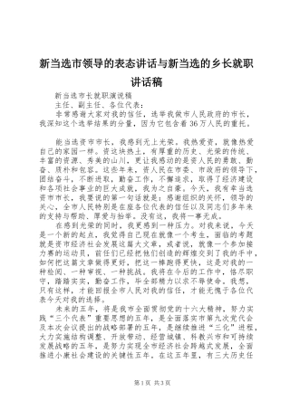 新当选市领导的表态讲话与新当选的乡长就职讲话发言稿 (3)