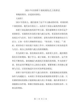 2024年在挂职干部欢迎仪式上的讲话