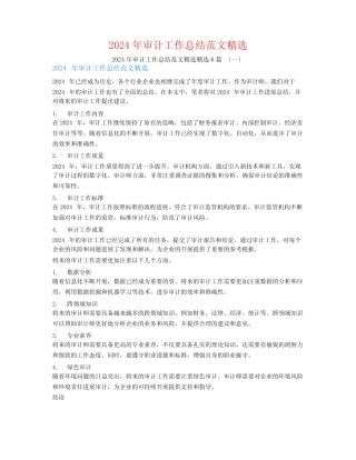 2024年审计工作总结范文精选6篇