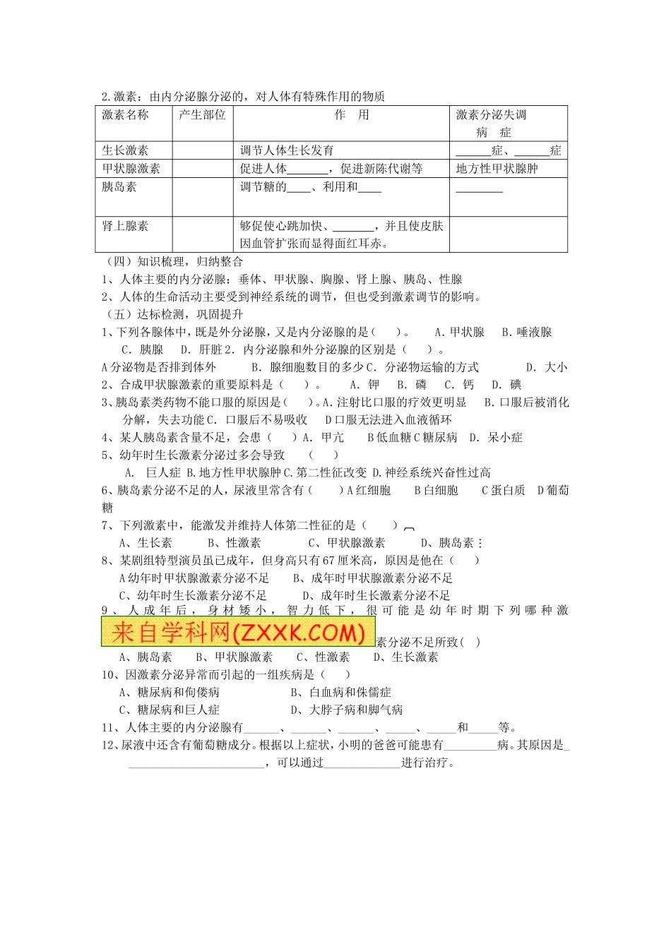 激素调节学案_第2页