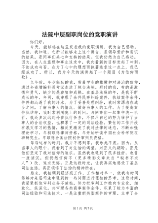 法院中层副职岗位的竞职演讲稿 (3)